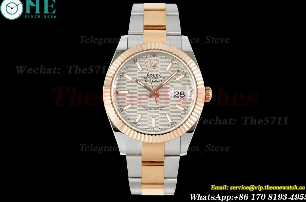 Oys Textured Silver EWEF 41mm Datejust 126331 RG SS A3235 Dia 0514